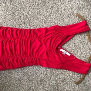 Ruched Red Dress